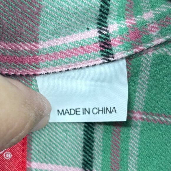 SUPREME Plaid Flannel Shirt FW22 Men's M Button Down Cotton Collared Pink Green - Picture 8 of 11